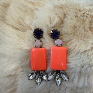 J. Crew Coral and Navy Statement Earrings